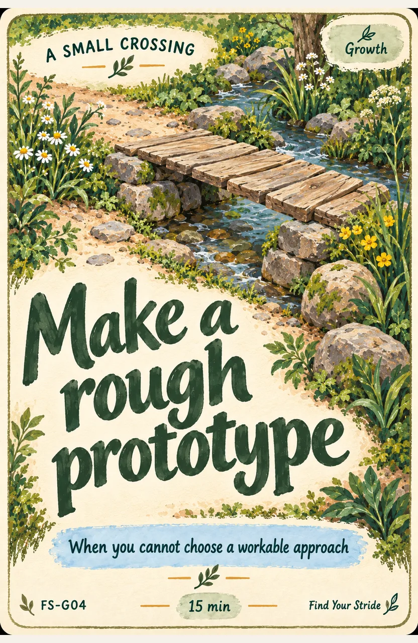 Make a rough prototype When: When you cannot choose a workable approach.