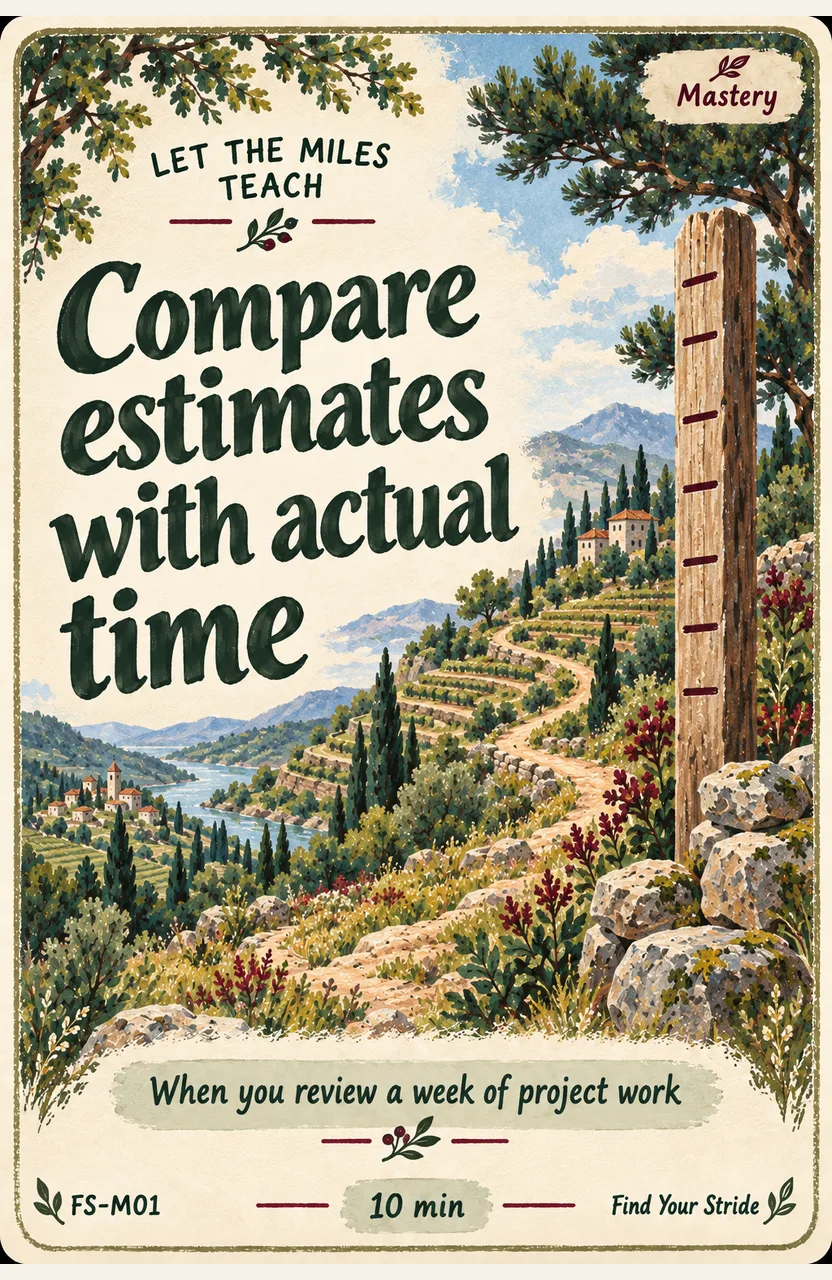 Compare estimates with actual time When: When you review a week of project work.