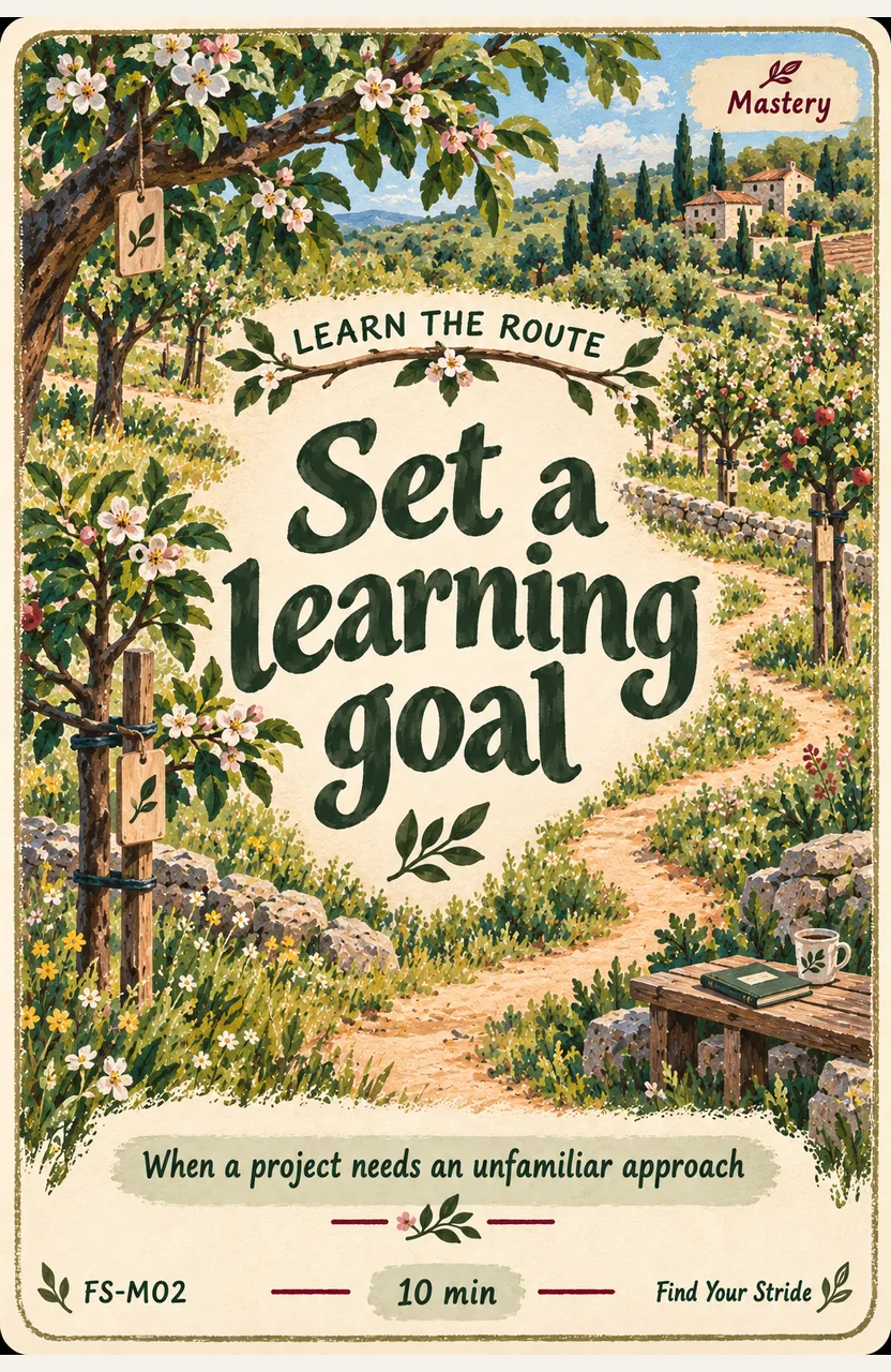 Set a learning goal When: When a project needs an unfamiliar approach.