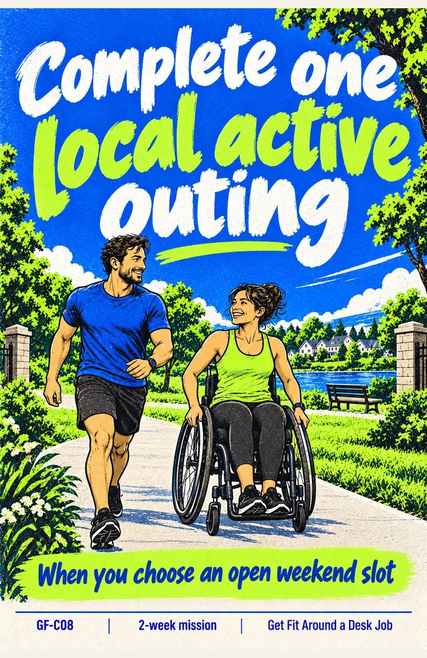 Complete one local active outing When: you choose an open weekend slot