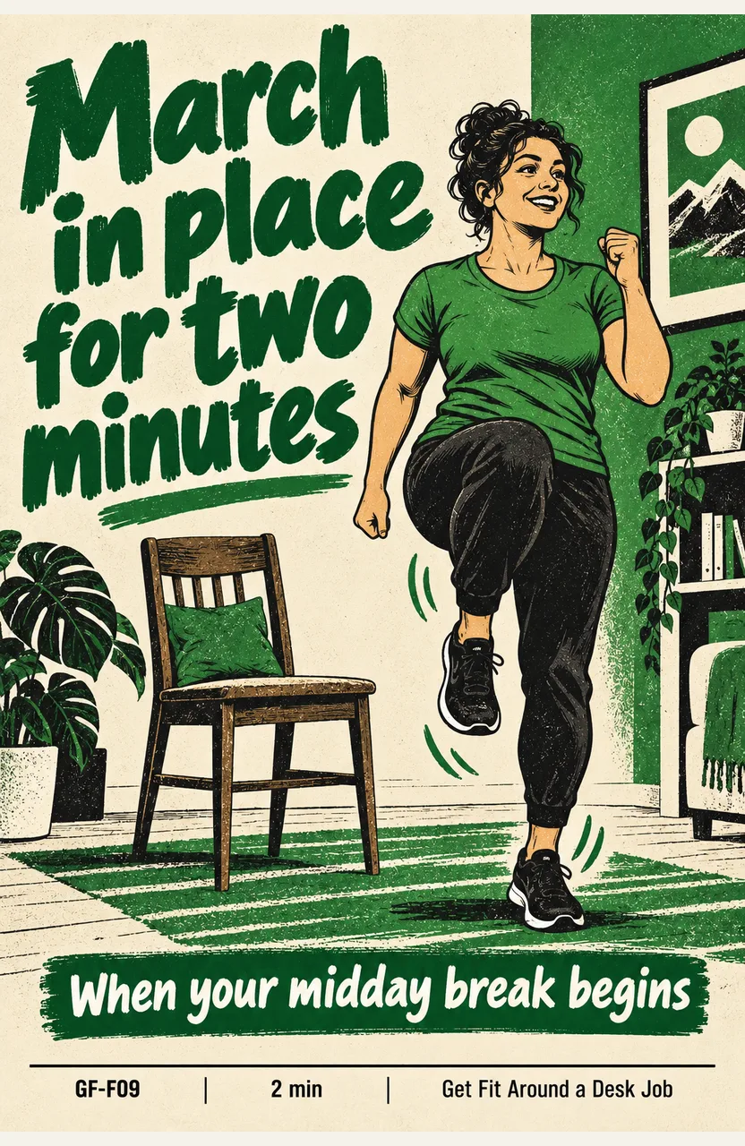 March in place for two minutes When: your midday break begins