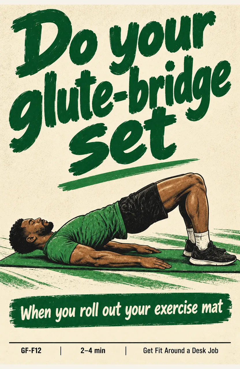 Do your glute-bridge set When: you roll out your exercise mat