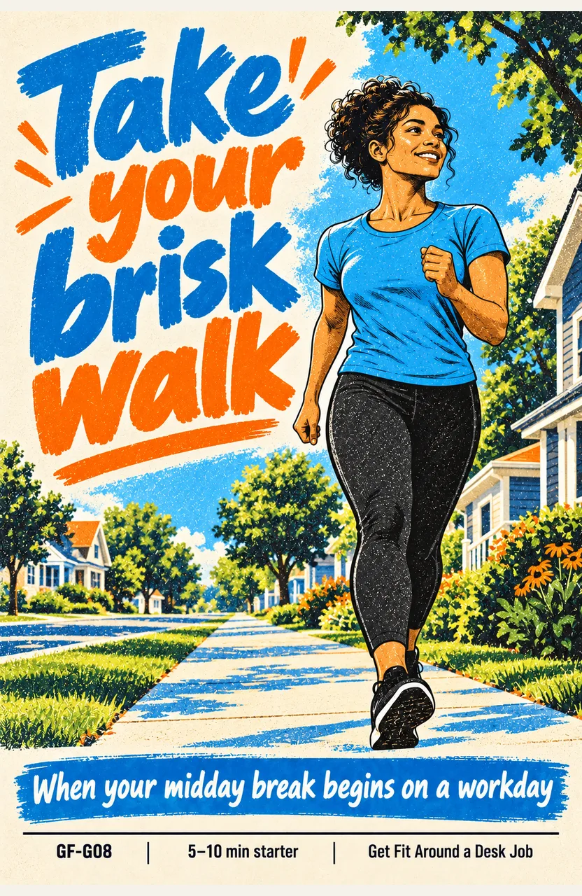 Take your brisk walk When: your midday break begins on a workday