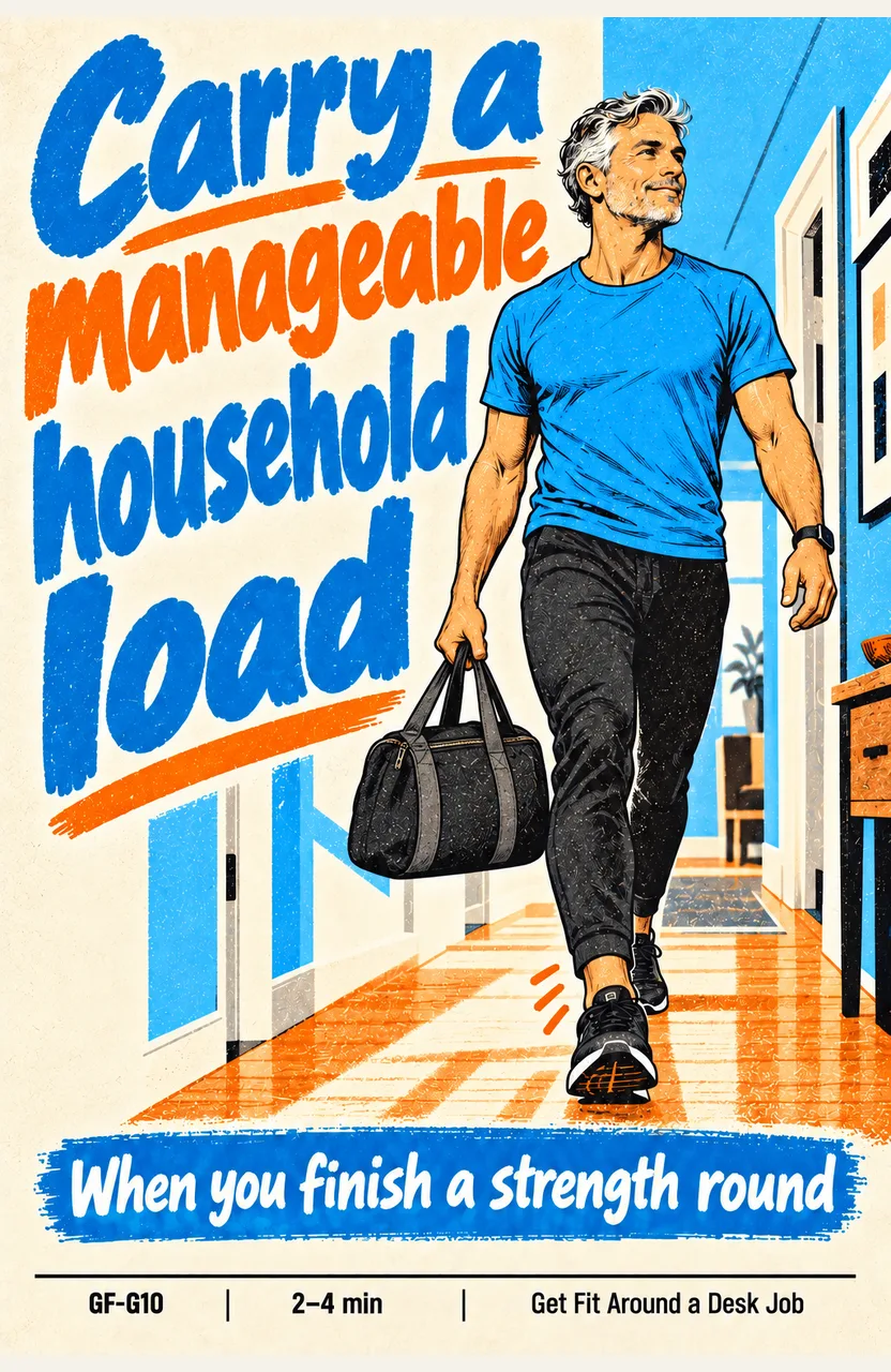Carry one manageable household load When: you finish a strength round