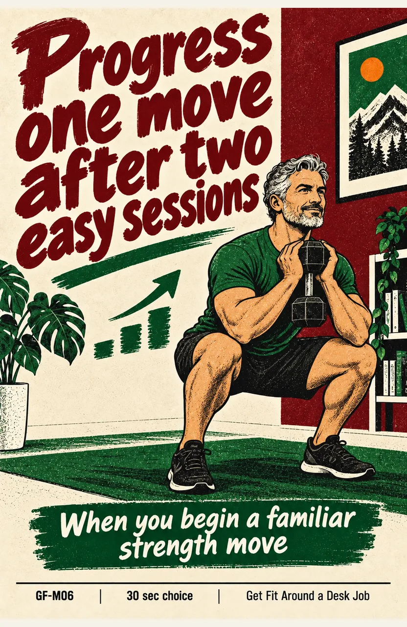 Progress one move after two easy sessions When: you begin a familiar strength move