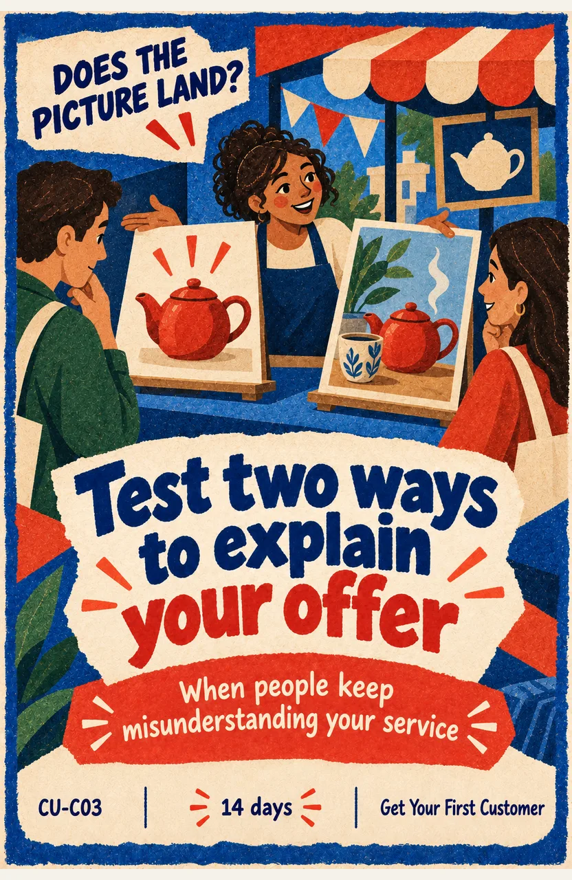 Test two ways to explain your offer When: people keep misunderstanding your service