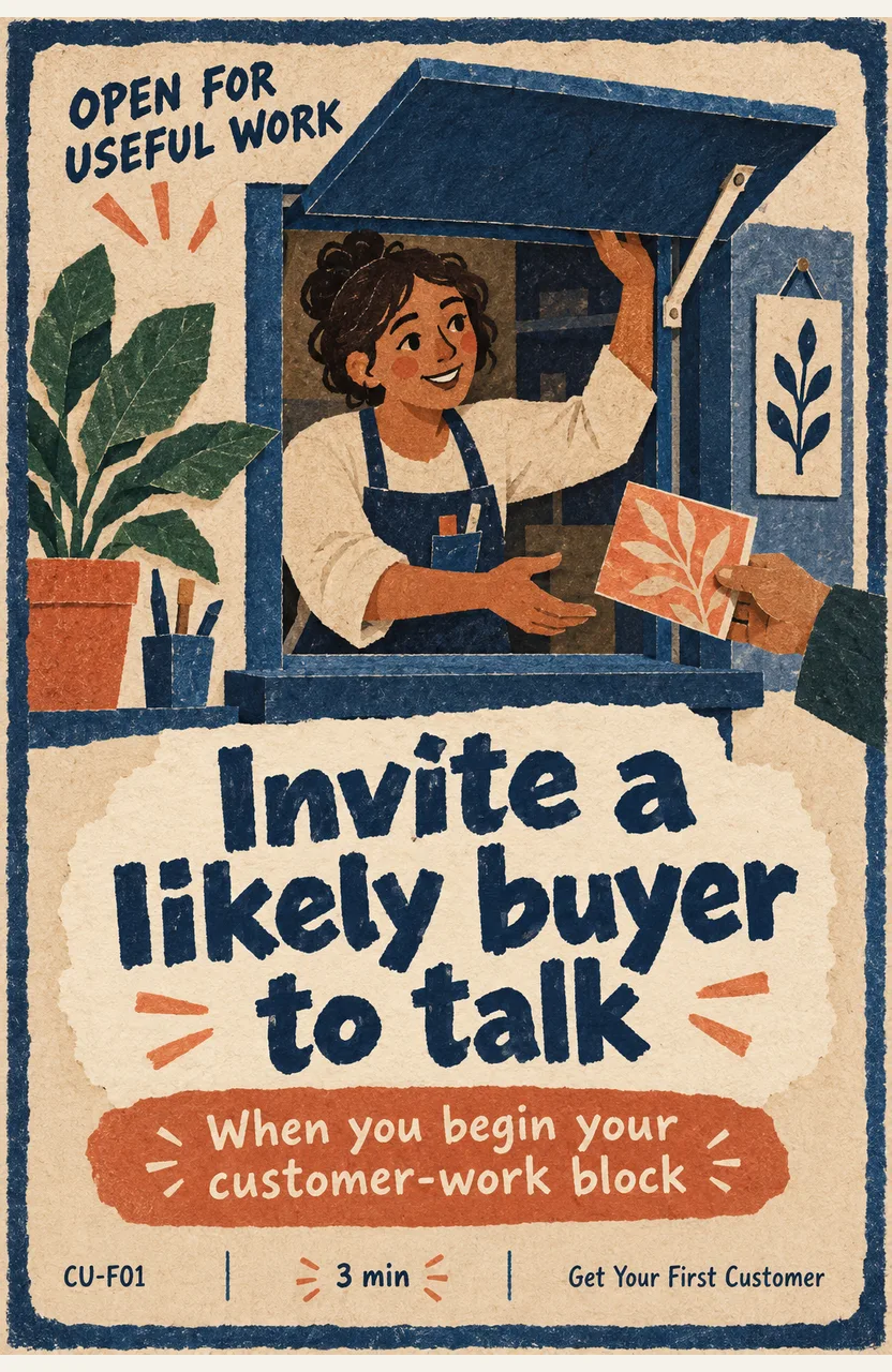 Invite a likely buyer to talk When: you begin your customer-work block