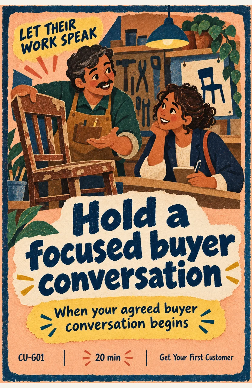 Hold a focused buyer conversation When: your agreed buyer conversation begins