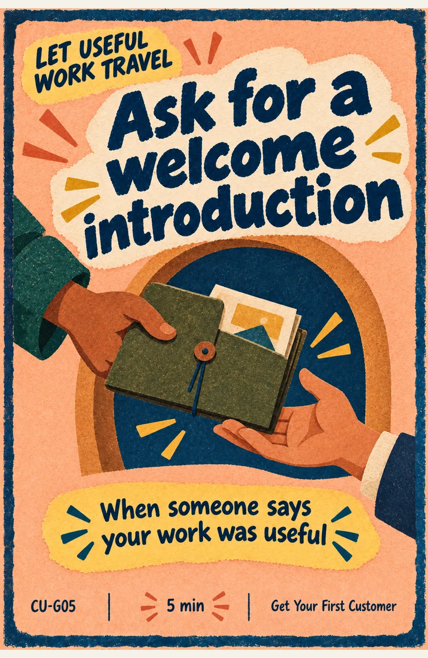 Ask for a welcome introduction When: someone says your work was useful
