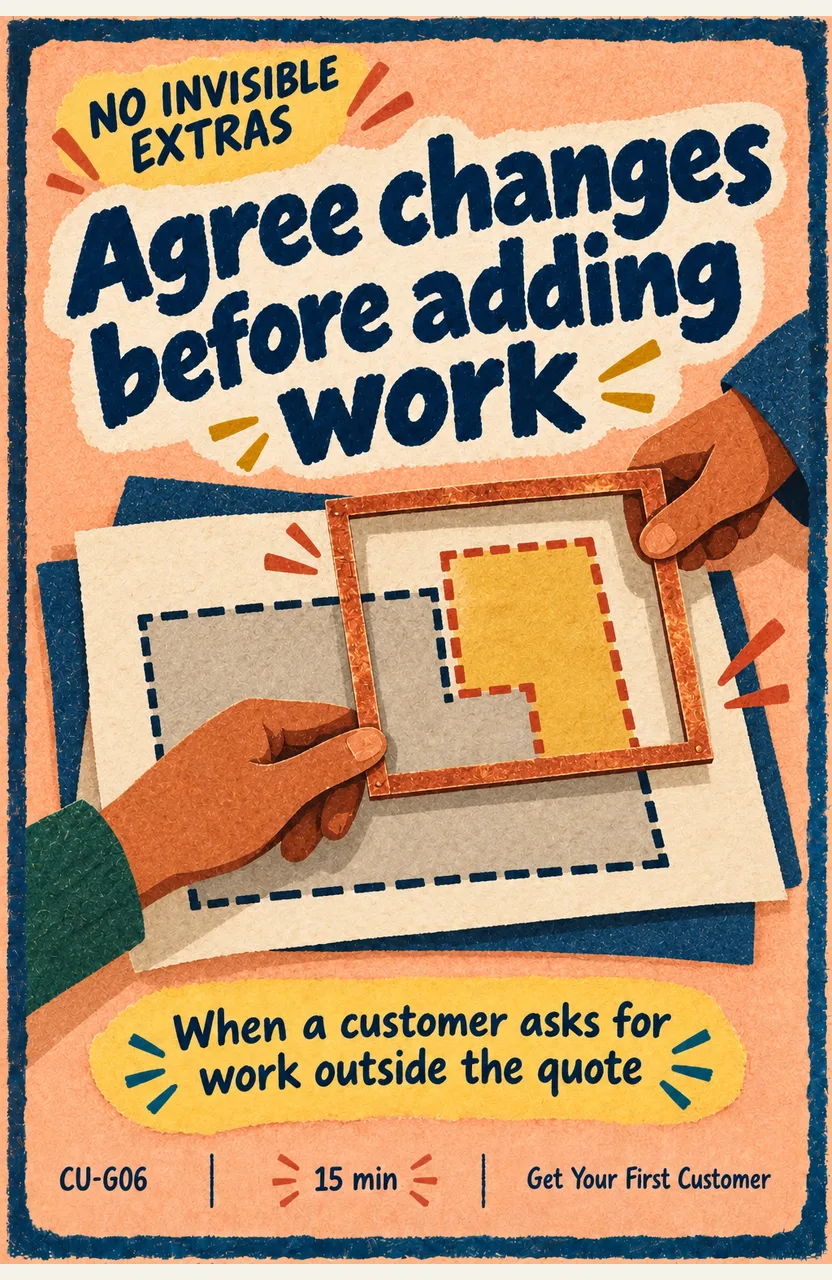 Agree changes before adding work When: a customer asks for work outside the quote