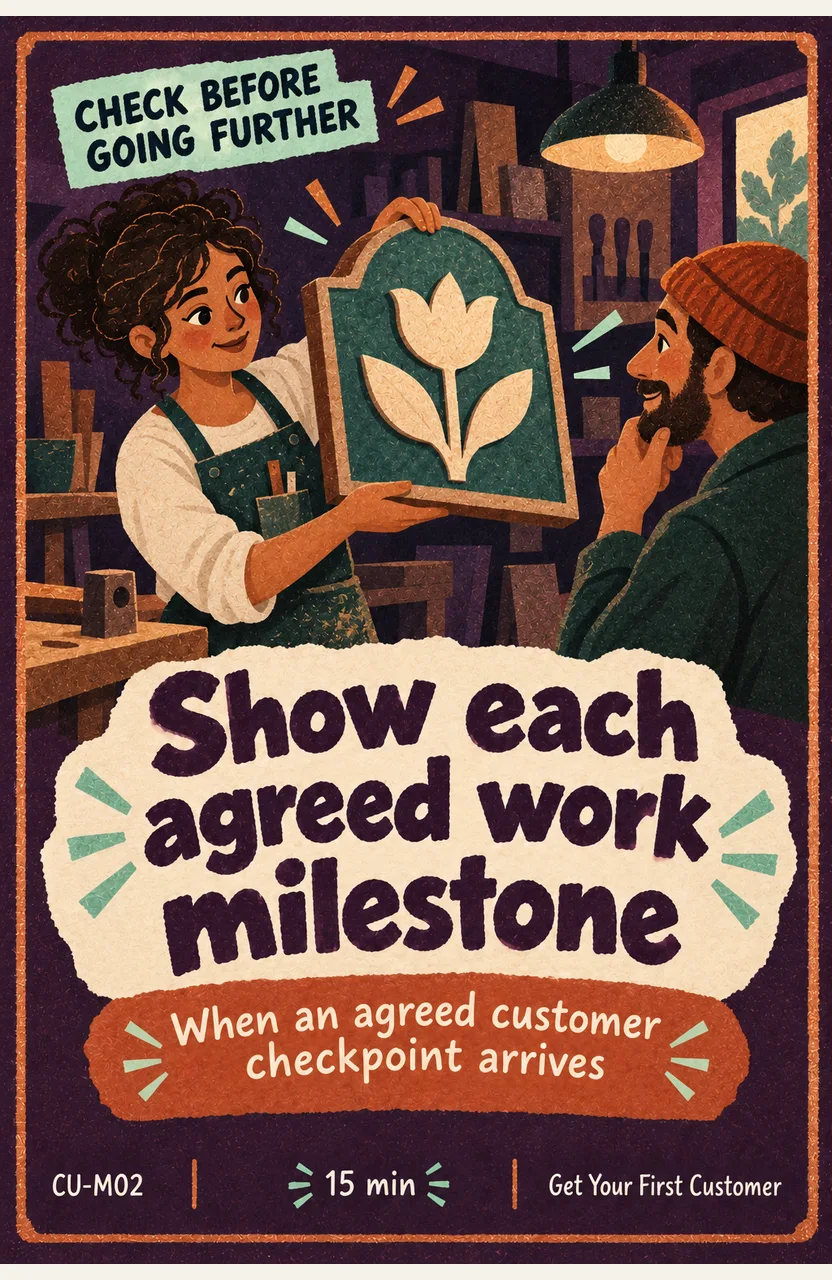 Show each agreed work milestone When: an agreed customer checkpoint arrives