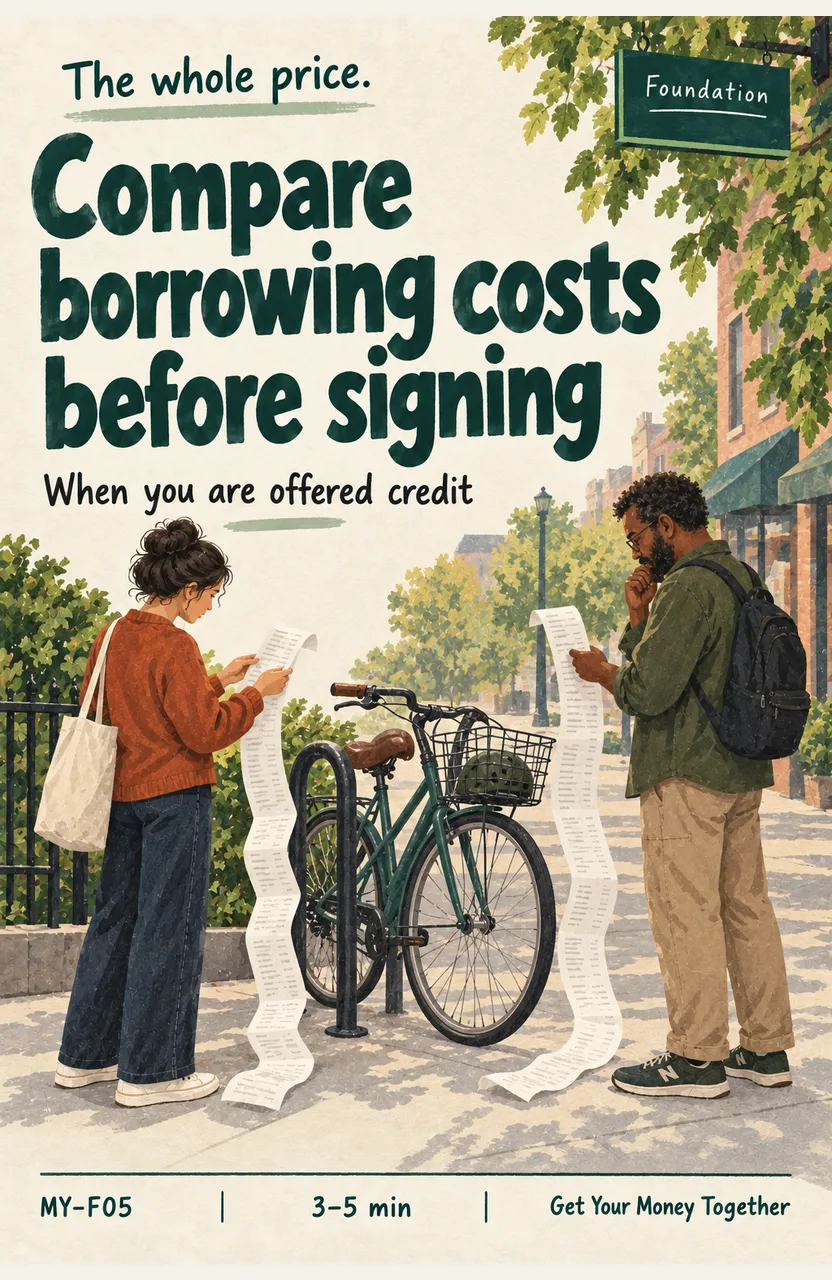 Compare total borrowing cost before signing When: you are offered credit or instalments