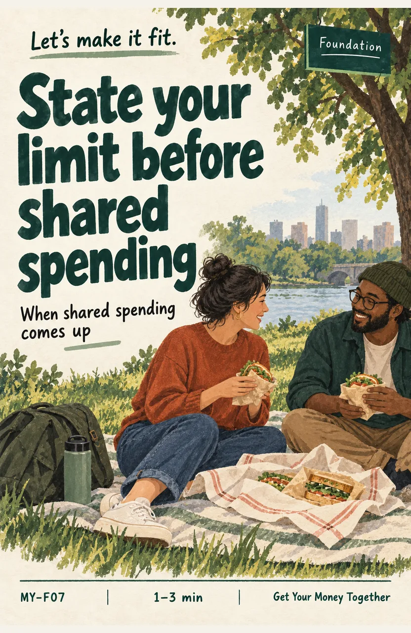 State your limit before shared spending When: someone proposes spending together