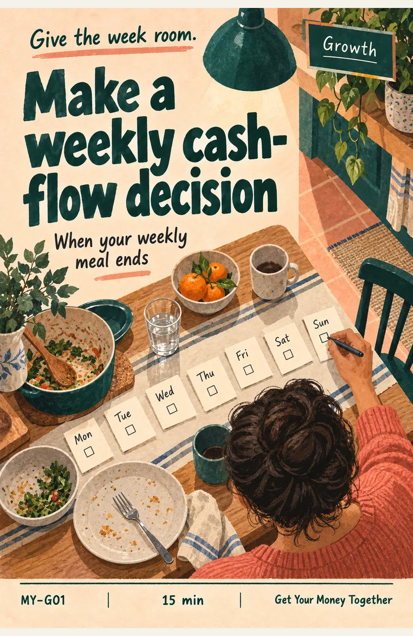 Make one cash-flow decision each week When: your chosen weekly meal ends