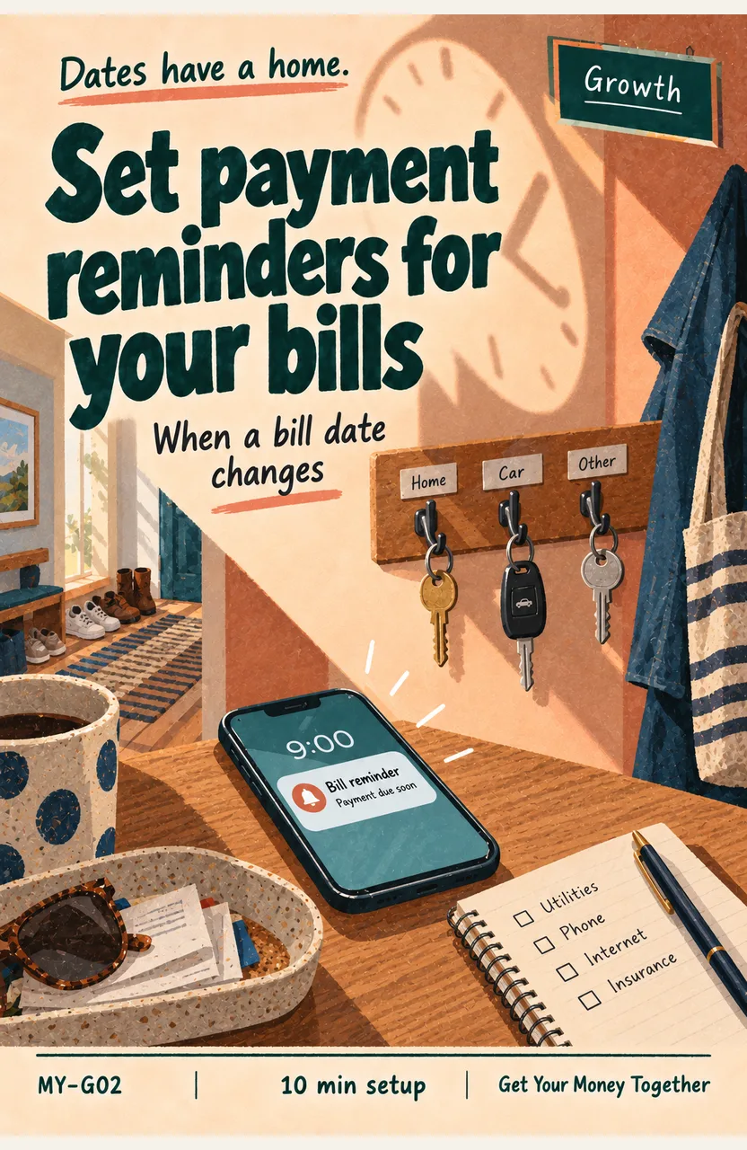 Set a payment reminder for each bill When: a bill adds or changes a due date