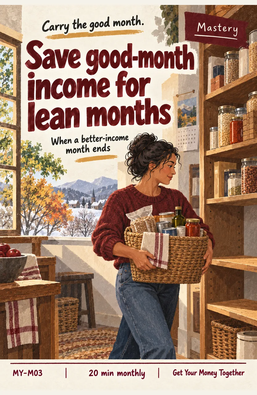 Reserve good-month income for lean months When: a better-income month ends