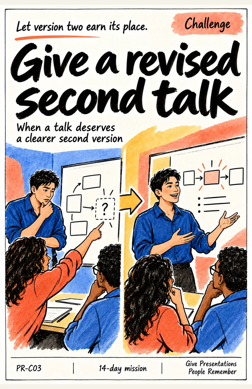Give a substantially revised second talk When: a talk deserves a clearer second version