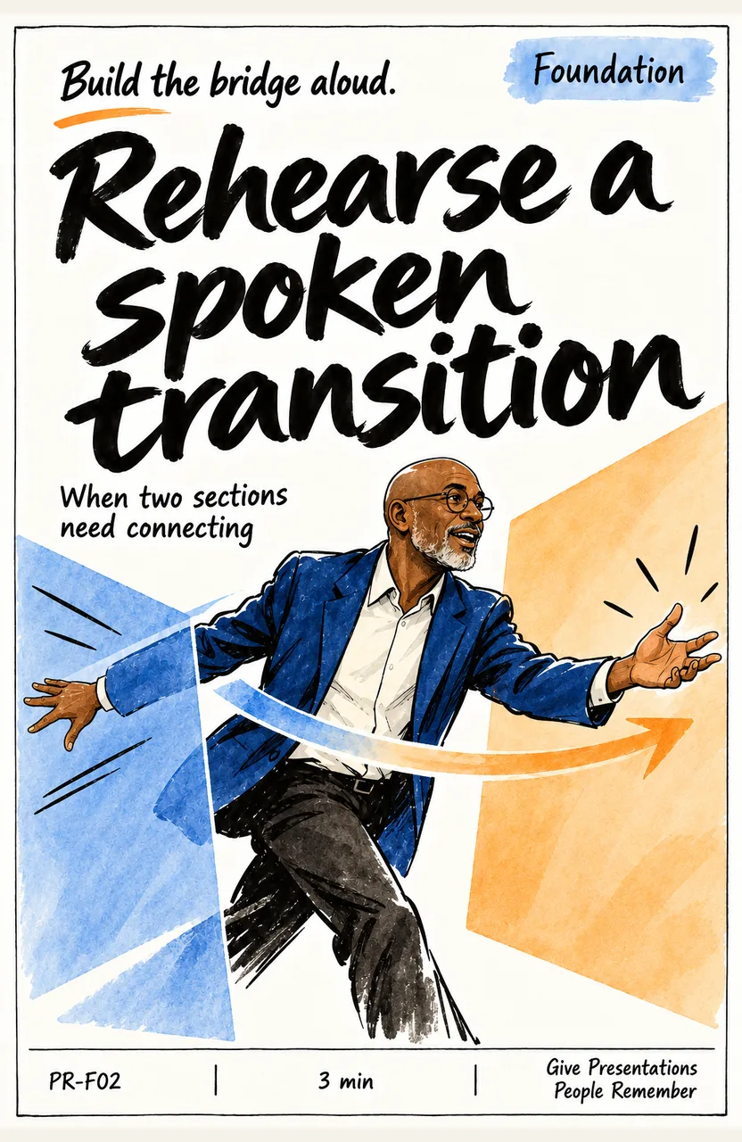 Rehearse a spoken transition When: two sections need connecting
