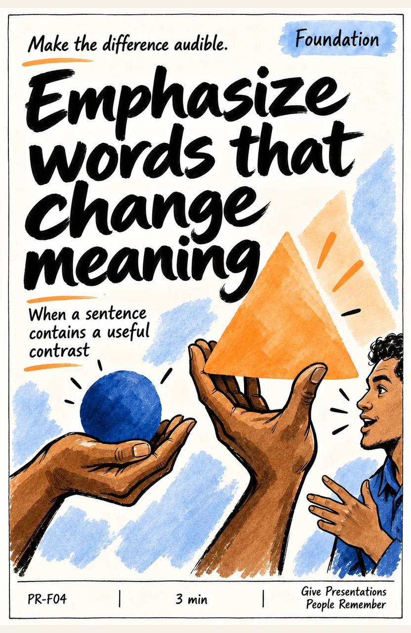 Emphasize the words that change meaning When: a sentence contains a useful contrast