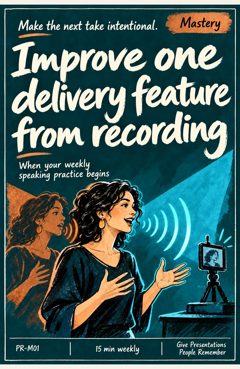 Improve one delivery feature from a recording When: your weekly speaking practice begins