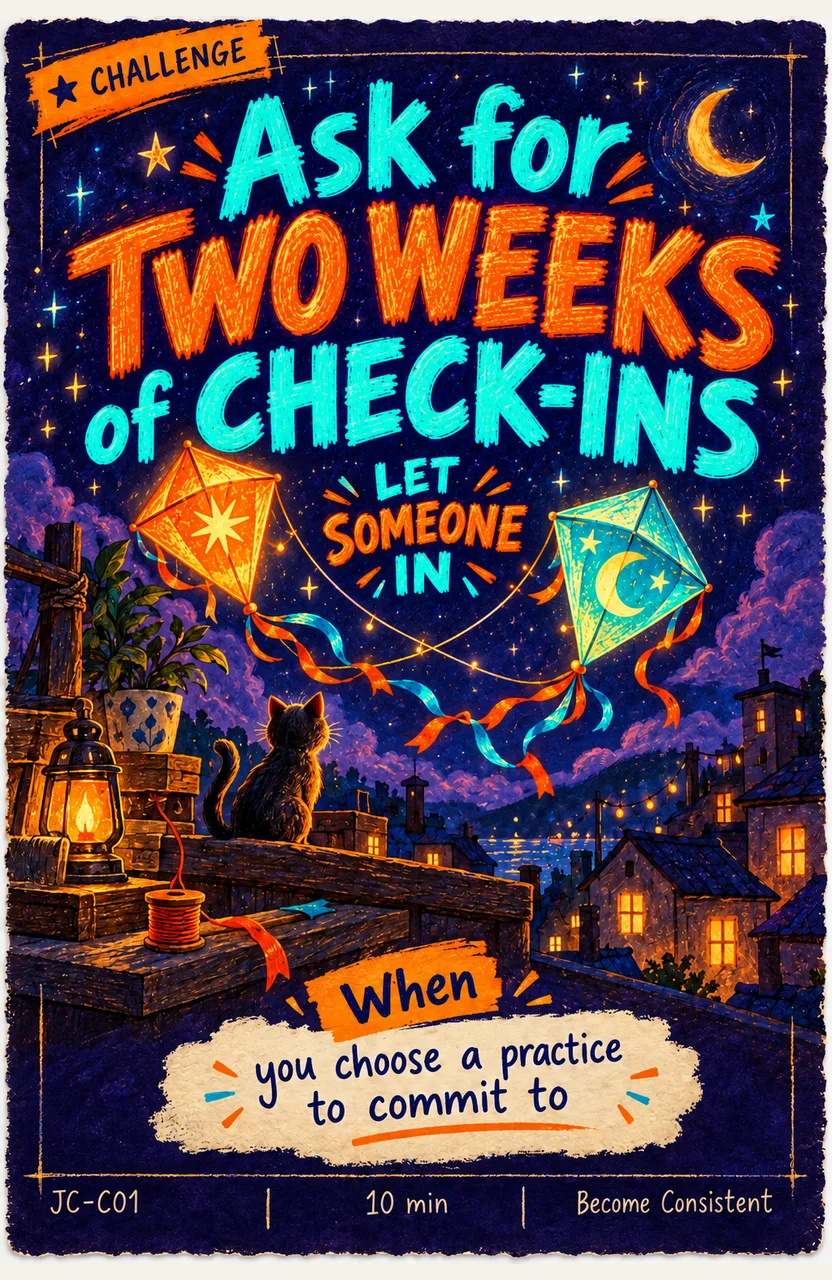 Ask Someone for Two Weeks of Practice Check-ins When: you choose a practice to commit to