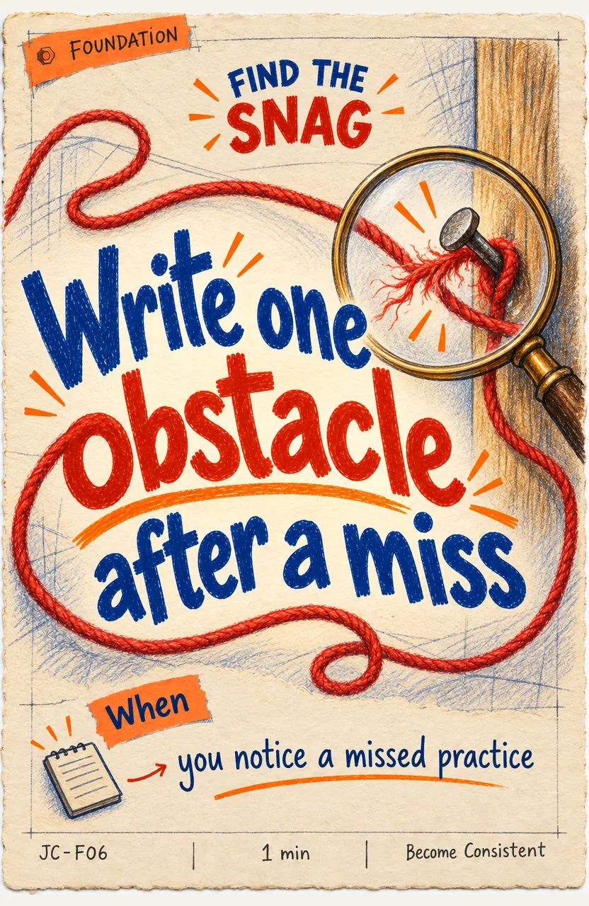 Write One Obstacle After a Missed Practice When: you notice a missed practice