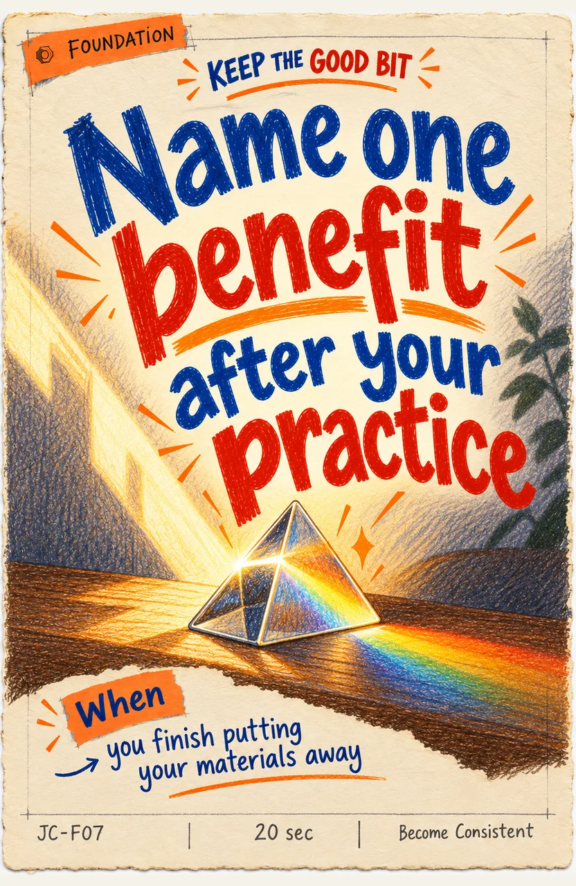 Name One Immediate Benefit After Your Practice When: you finish putting your materials away