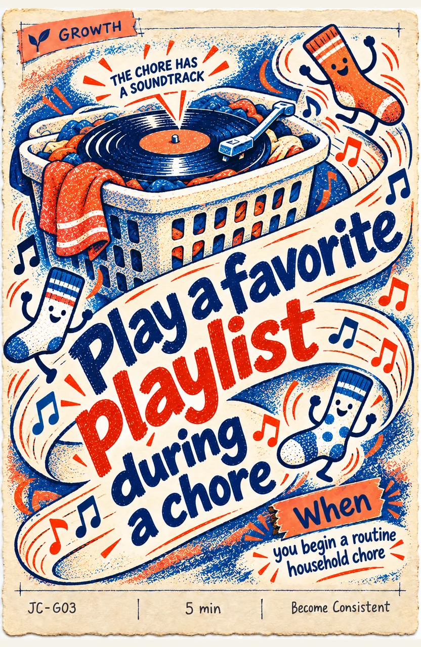 Play a Favorite Playlist While Doing a Chore When: you begin a routine household chore