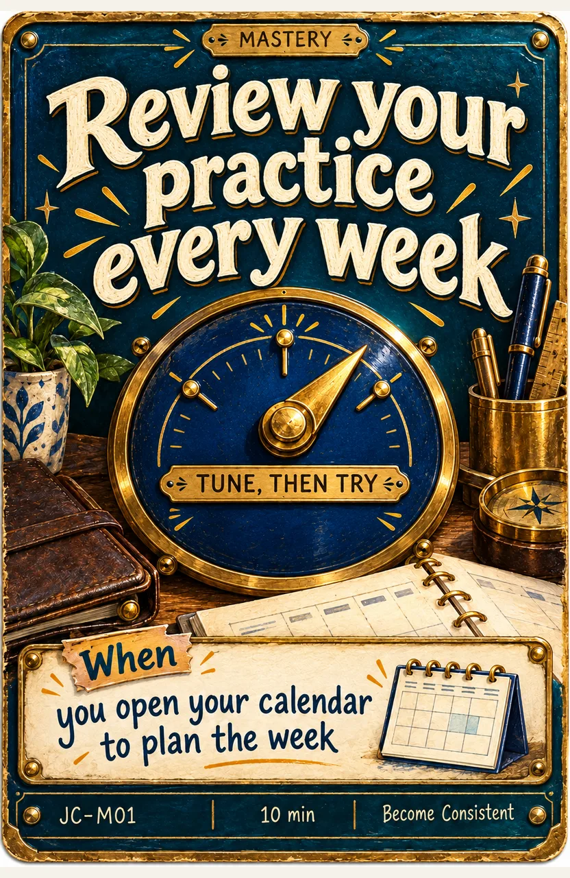 Review Your Practice and Test One Change Each Week When: you open your calendar to plan the week