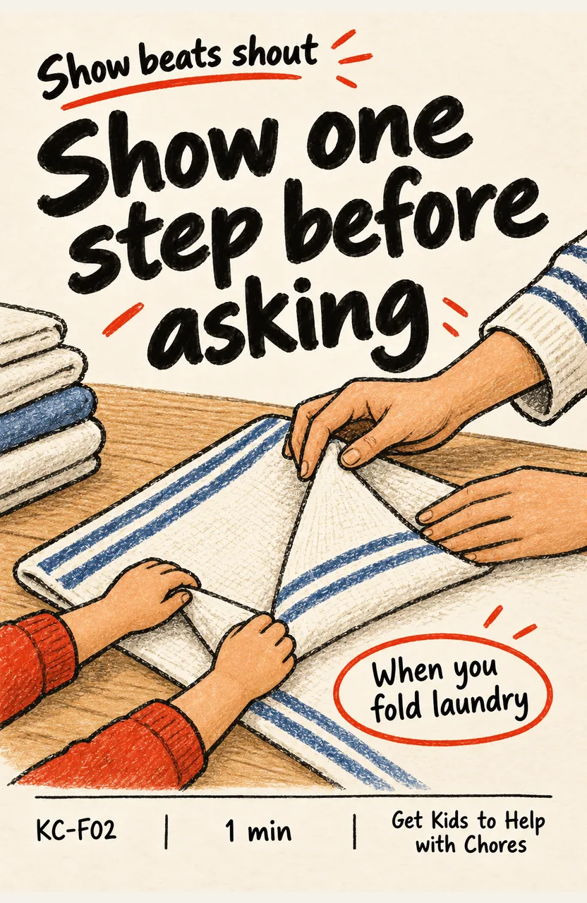 Show One Step Before Asking for Help When: you begin folding clean laundry