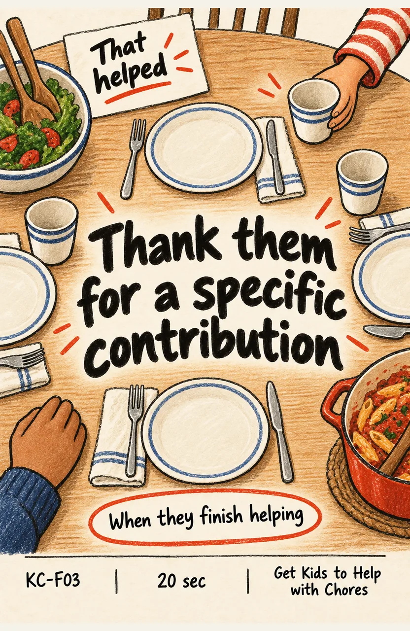 Thank Your Child for a Specific Contribution When: your child finishes helping