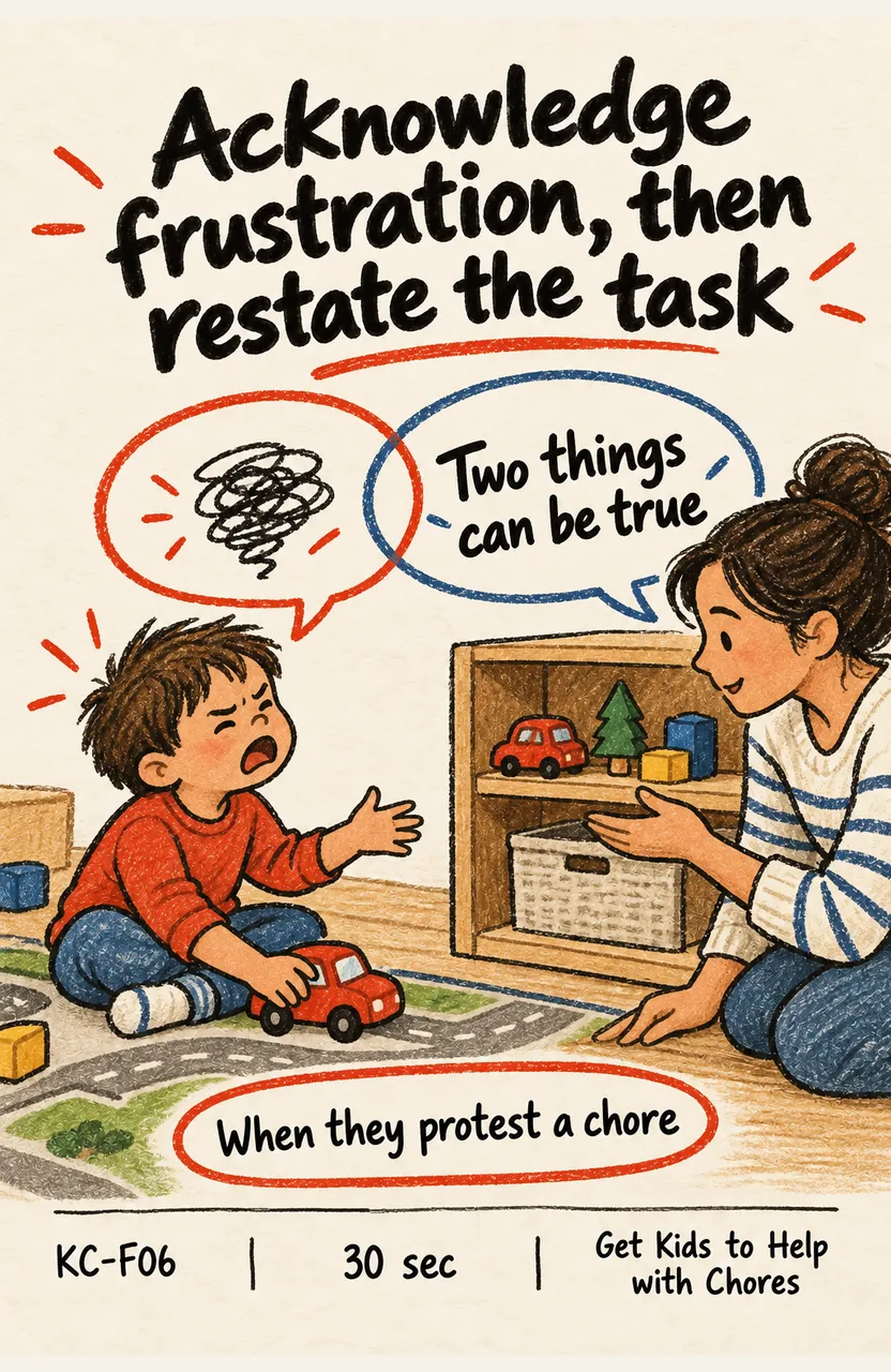 Acknowledge Frustration Before Restating the Task When: your child protests a routine chore