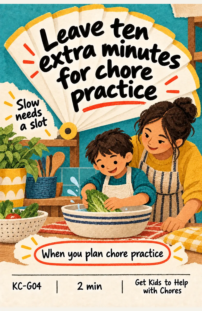 Leave Ten Extra Minutes for Chore Practice When: you plan a meal your child will help prepare