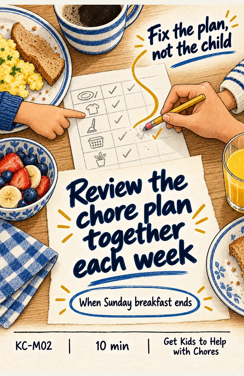 Review the Chore Plan Together Each Week When: you finish Sunday breakfast