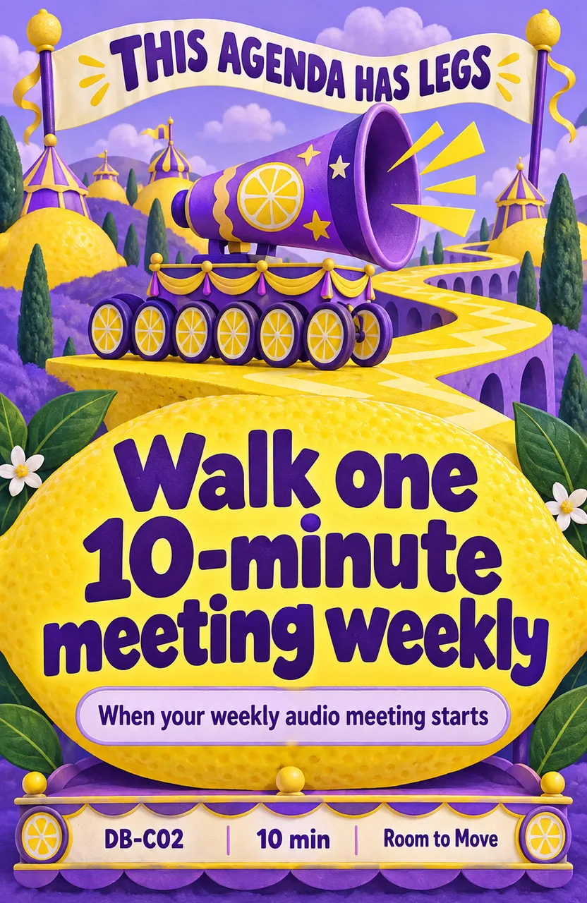 Walk through one 10-minute meeting weekly When: you begin a suitable weekly audio meeting