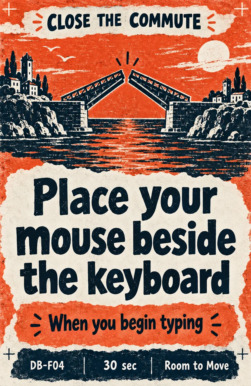 Place your mouse beside the keyboard When: you clear space to begin typing