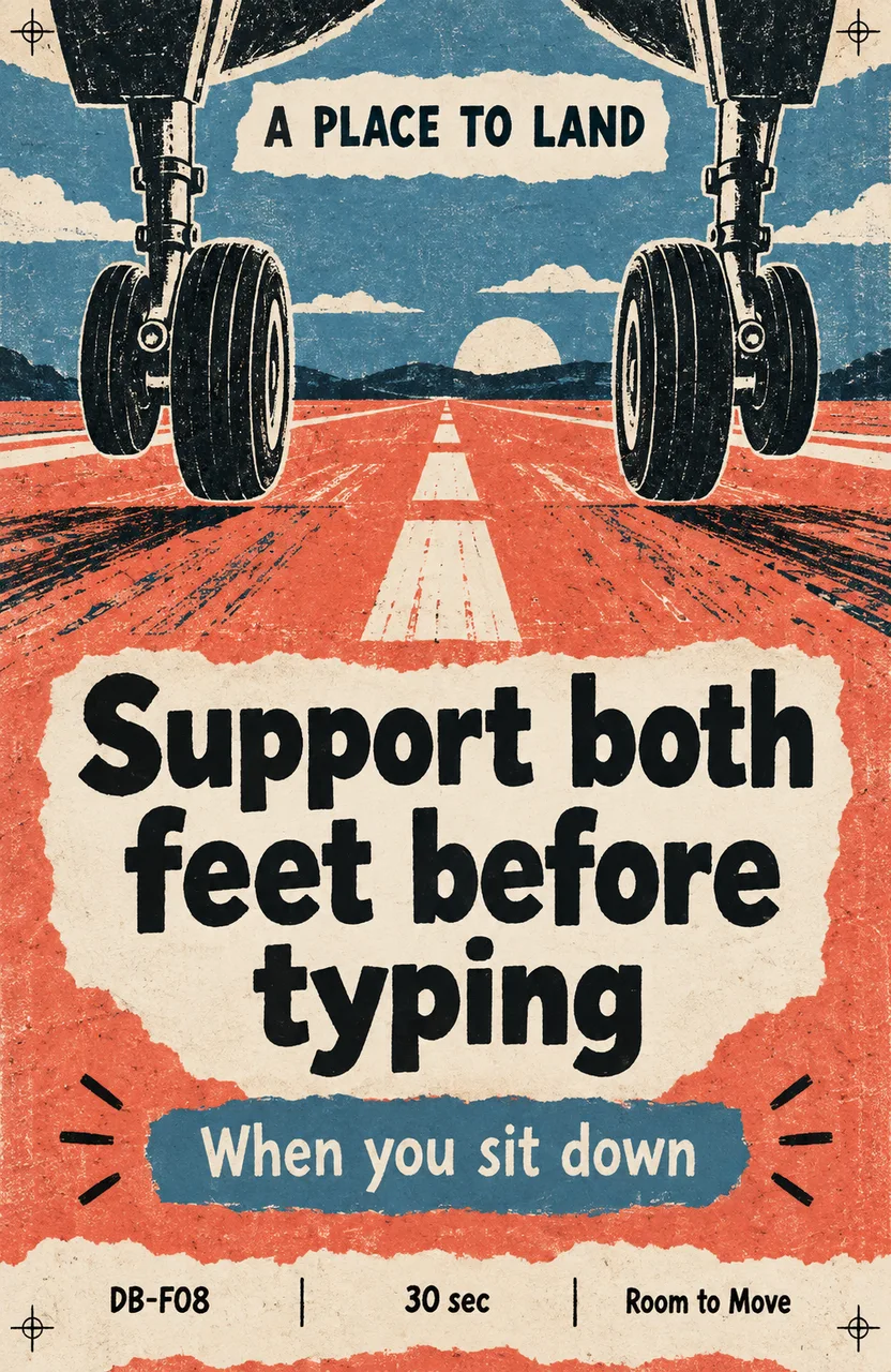 Support both feet before typing When: you sit down to start work