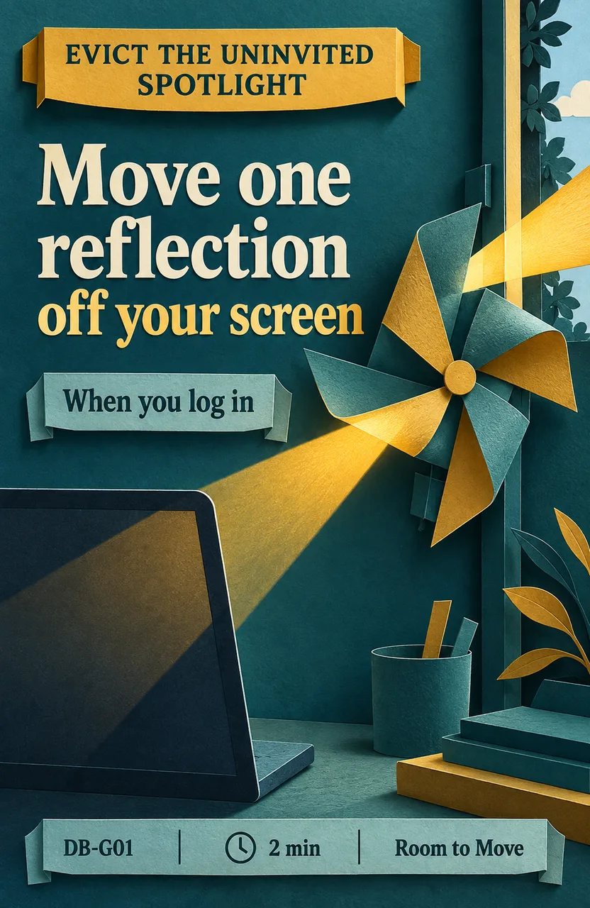 Move one reflection off your screen When: you see a bright reflection while logging in
