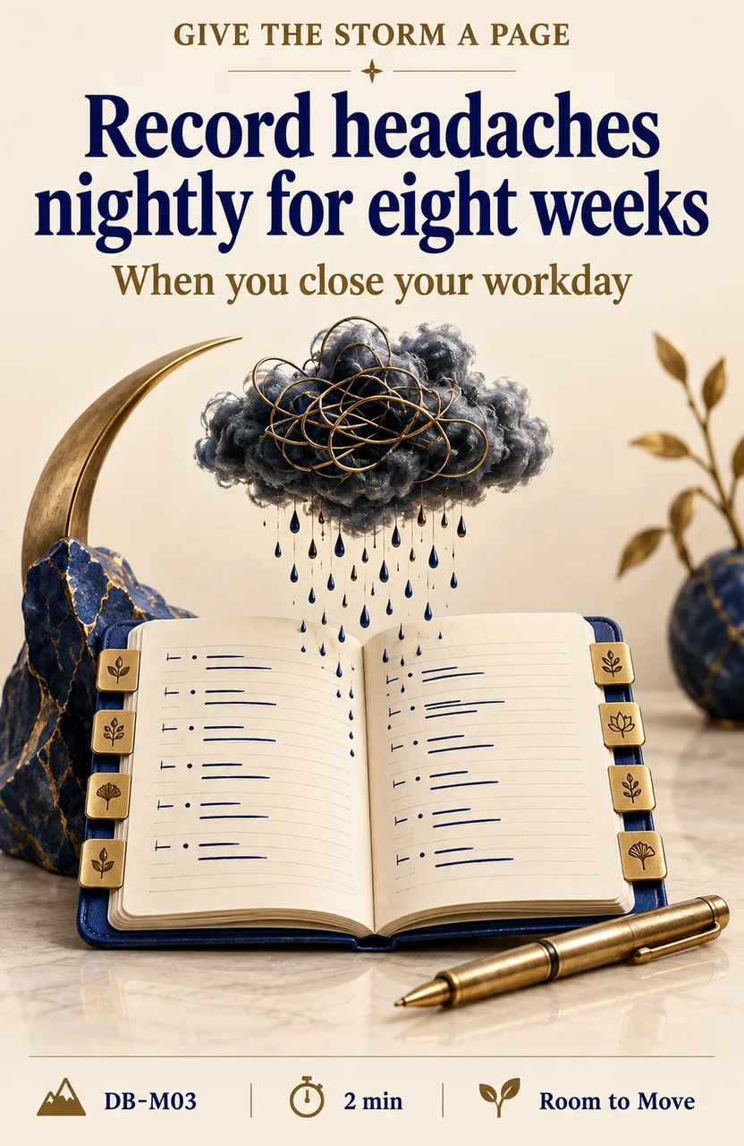 Record headaches nightly for eight weeks When: you close your workday