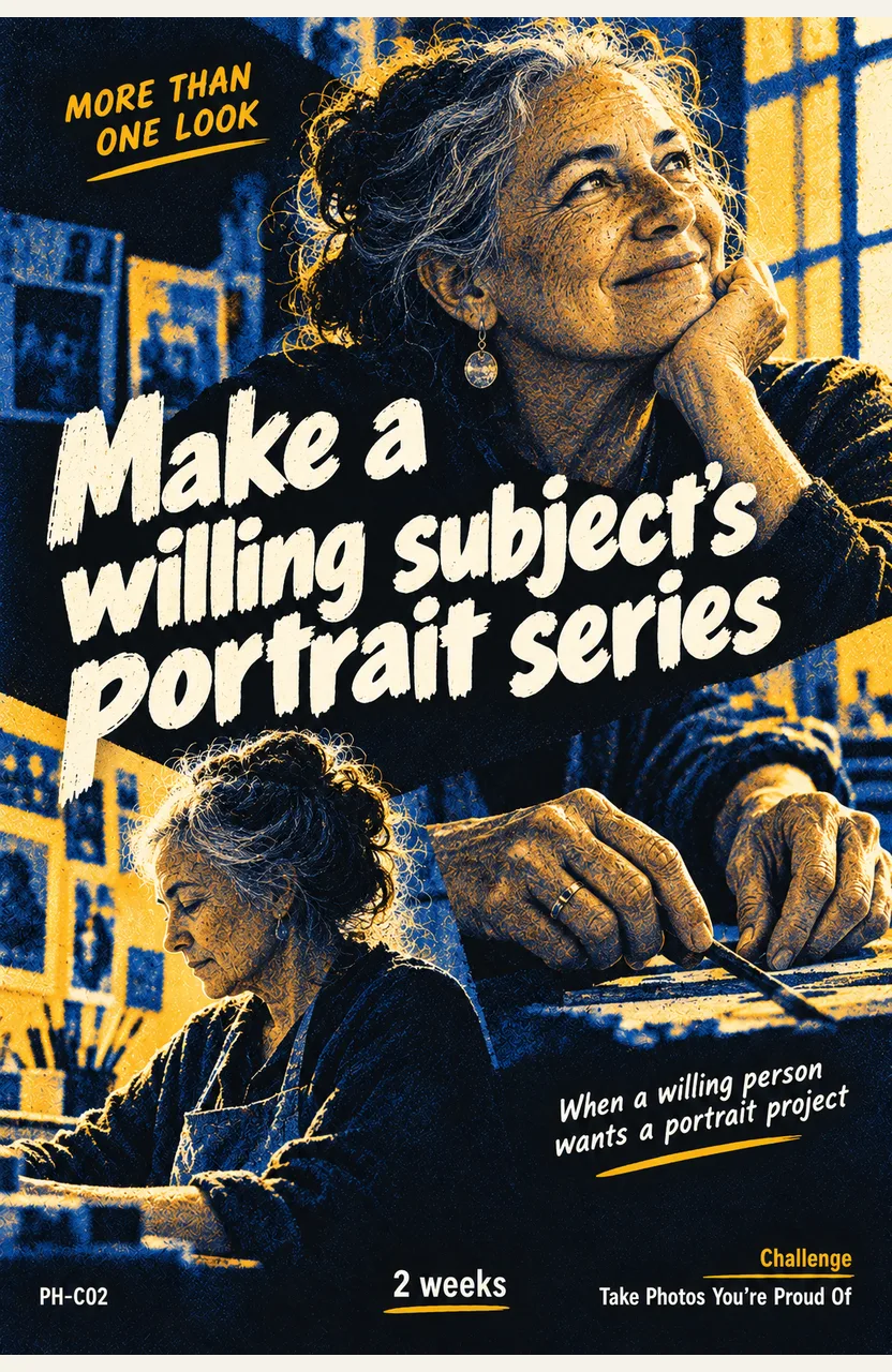 Make a willing subject’s portrait series When: a willing person wants a portrait project