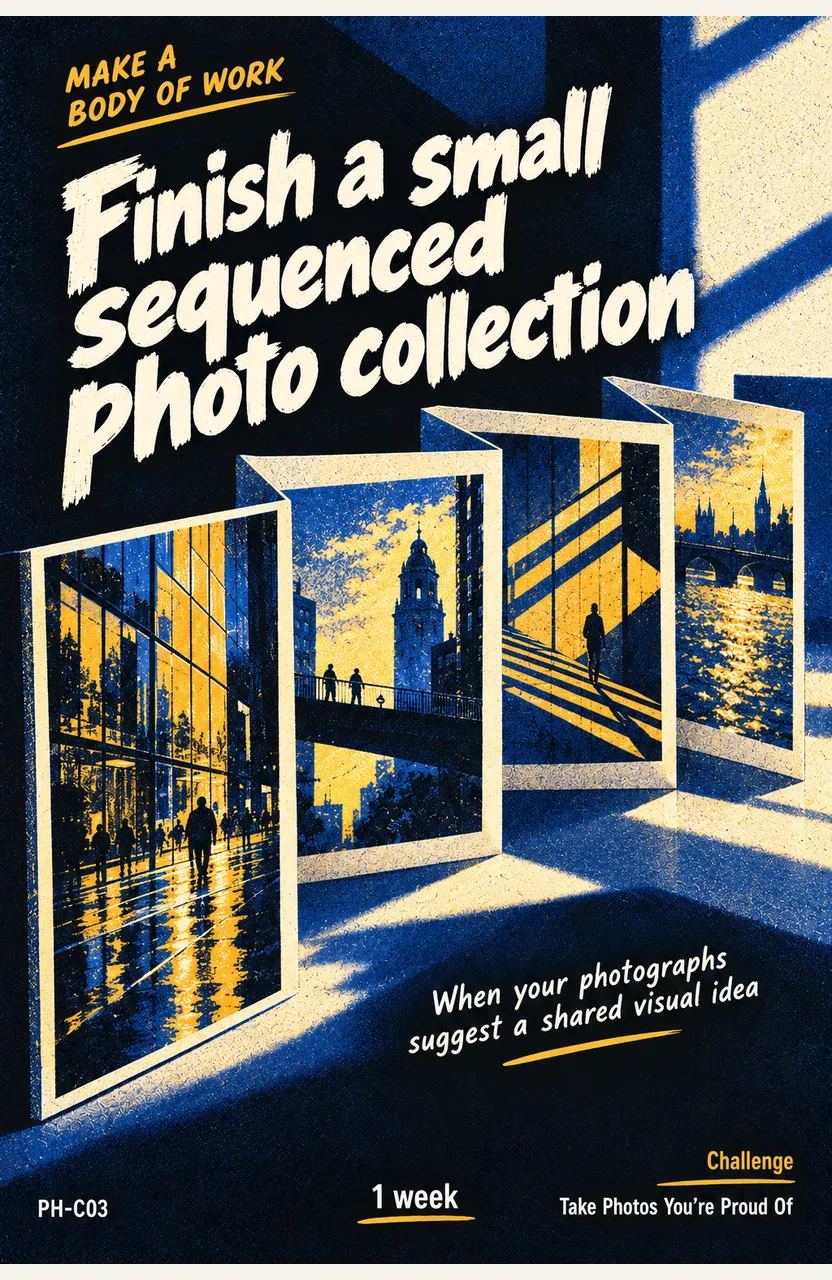 Finish a small sequenced photo collection When: your photographs suggest a shared visual idea