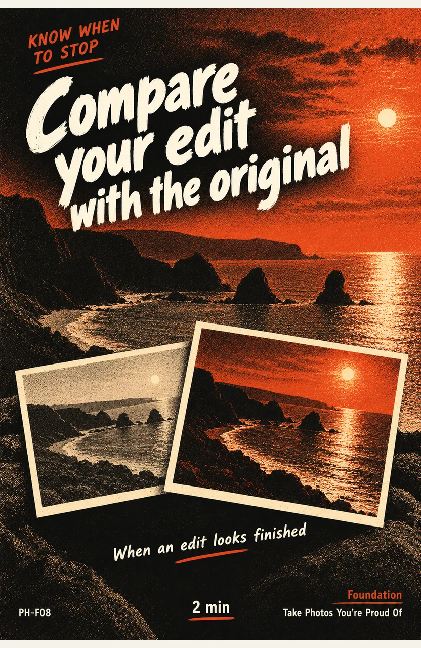 Compare your edit with the original When: an edit looks finished