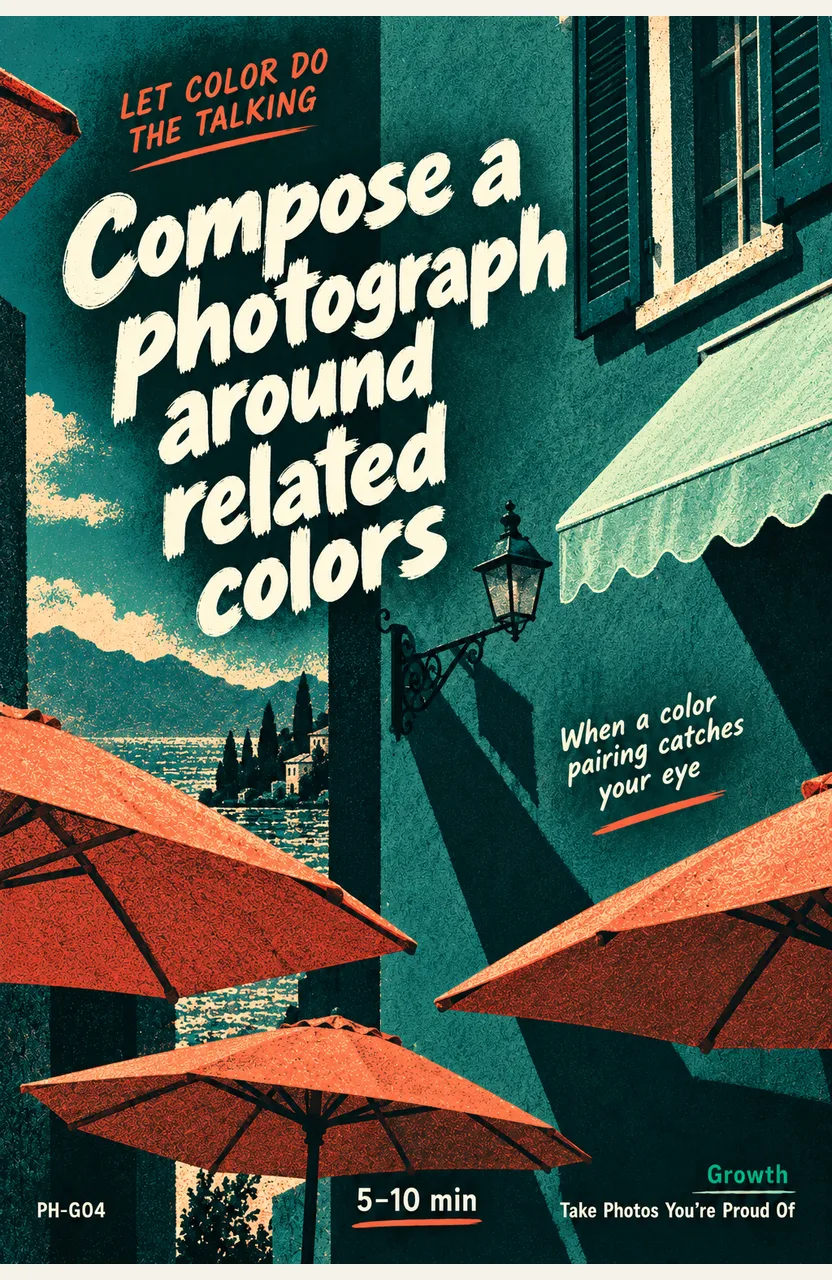 Compose a photograph around related colors When: a color pairing catches your eye