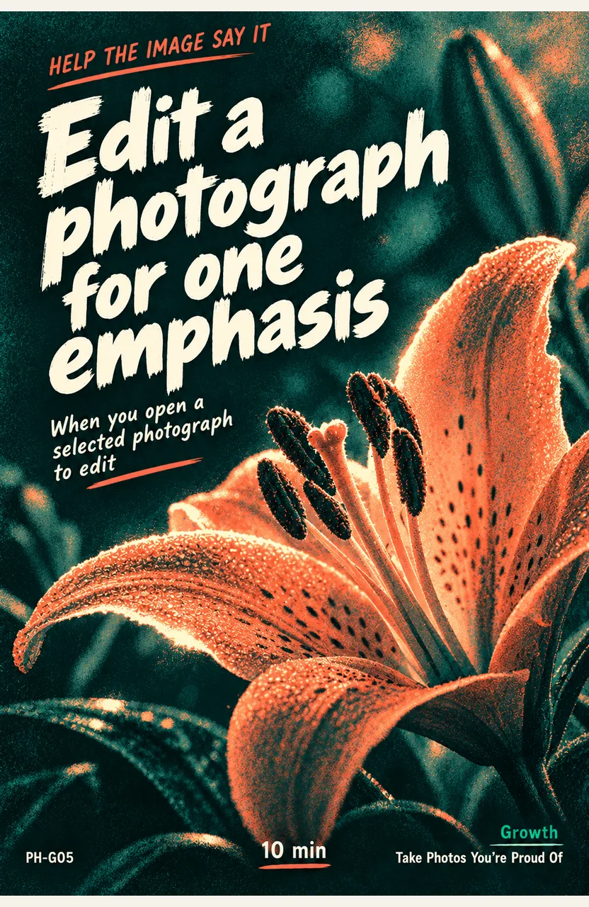Edit a photograph for one emphasis When: you open a selected photograph to edit