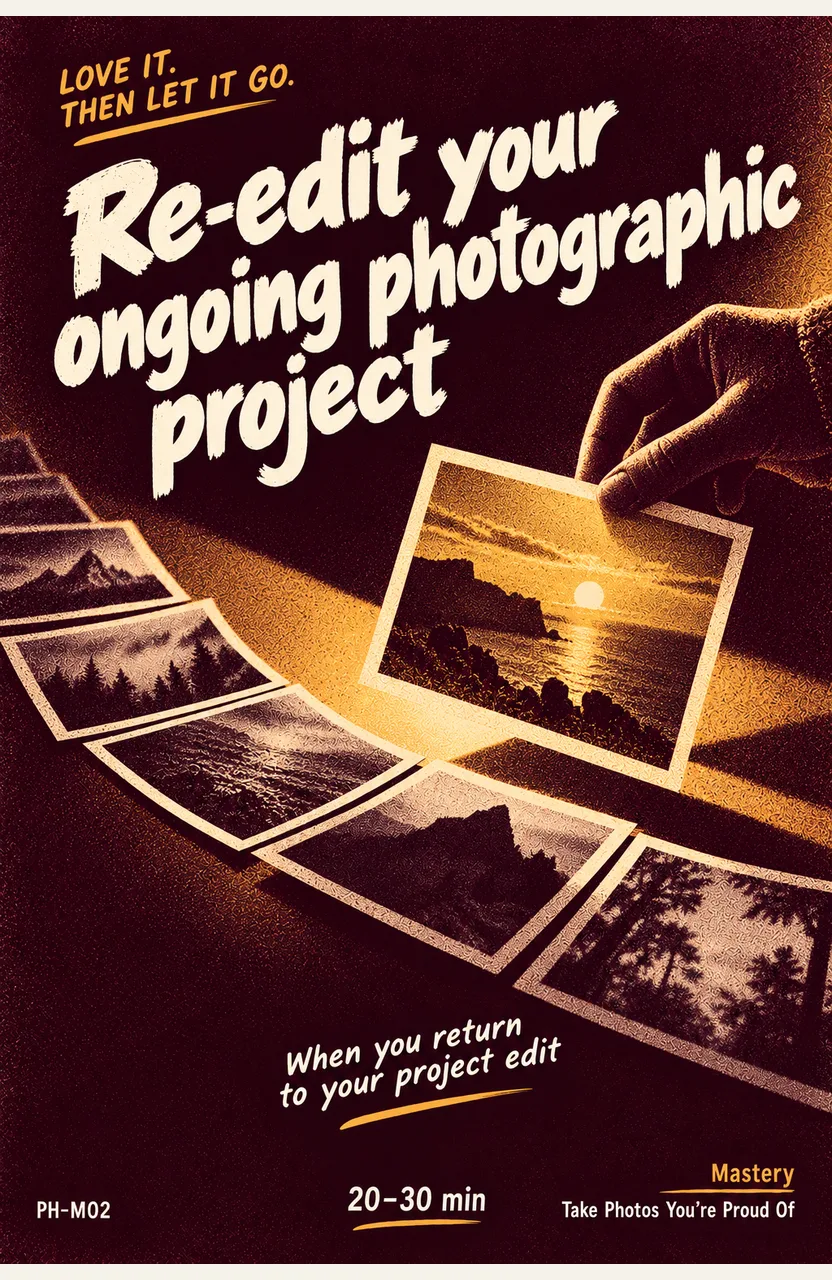 Re-edit your ongoing photographic project When: you return to your project edit