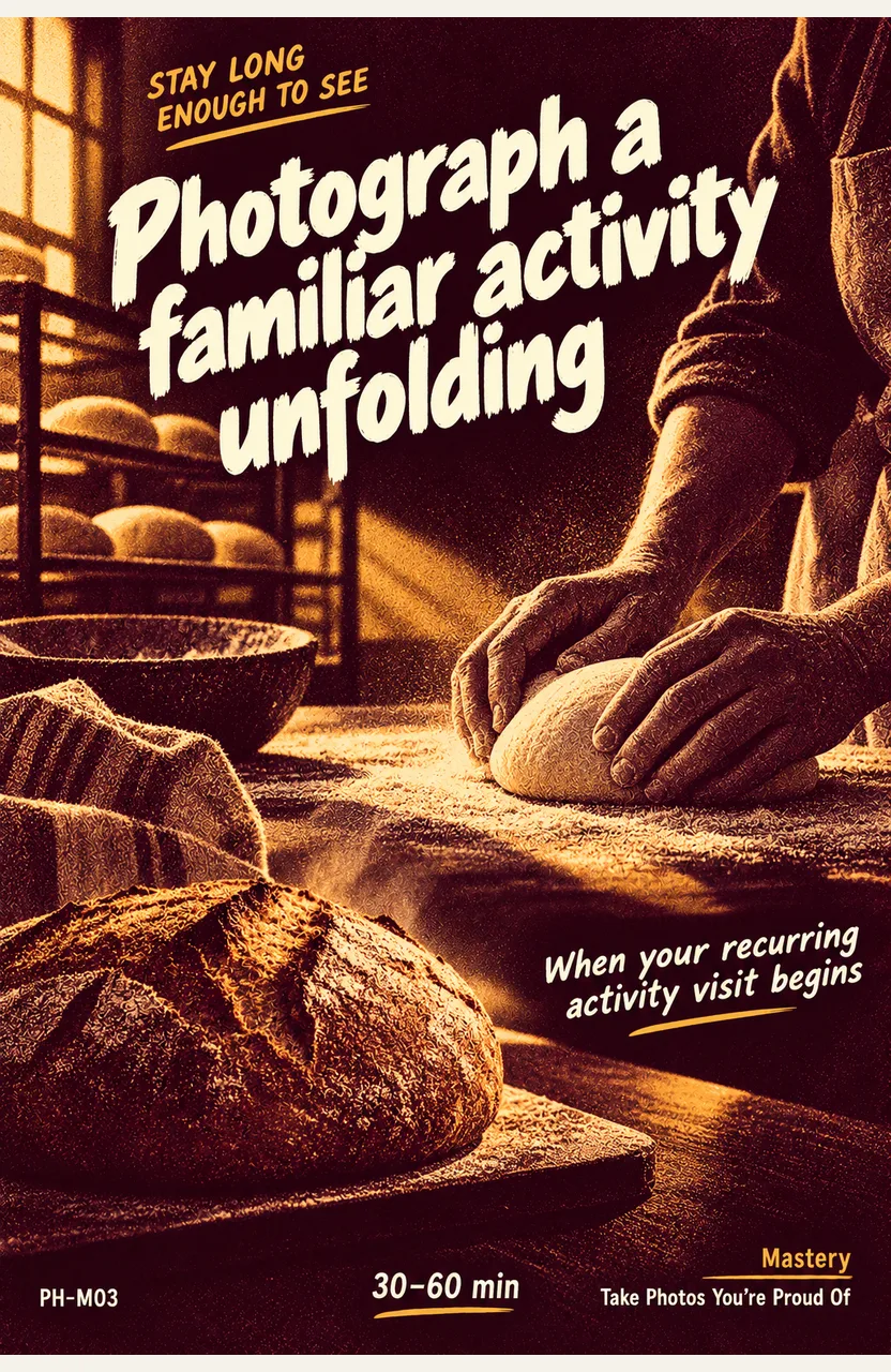 Photograph a familiar activity as it unfolds When: your recurring activity visit begins
